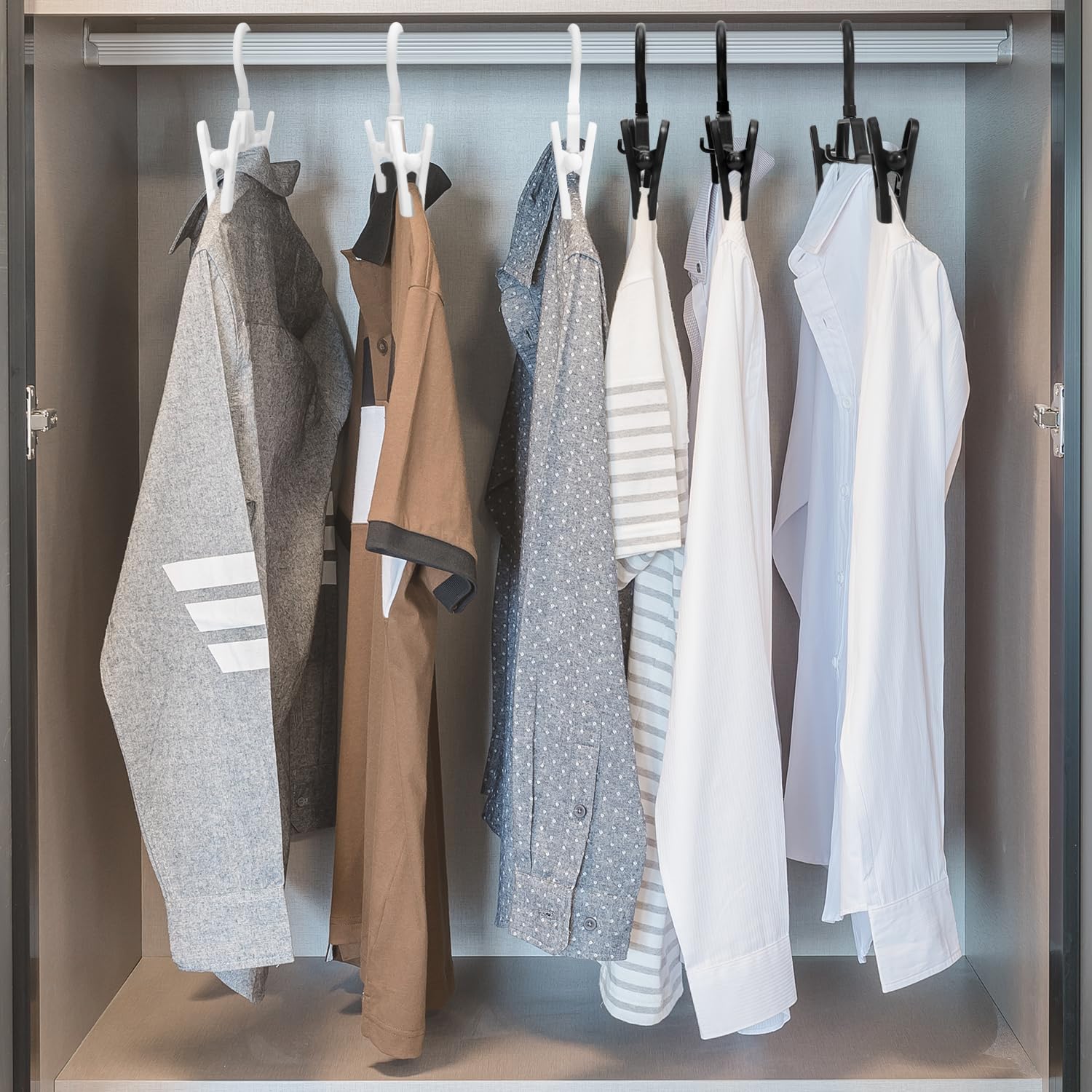 30 Pack Pant Hangers With Clips - Pozean Plastic Hangers Stackable Skirt Hangers, Clothes Hangers With 360Rotating & Adjustable